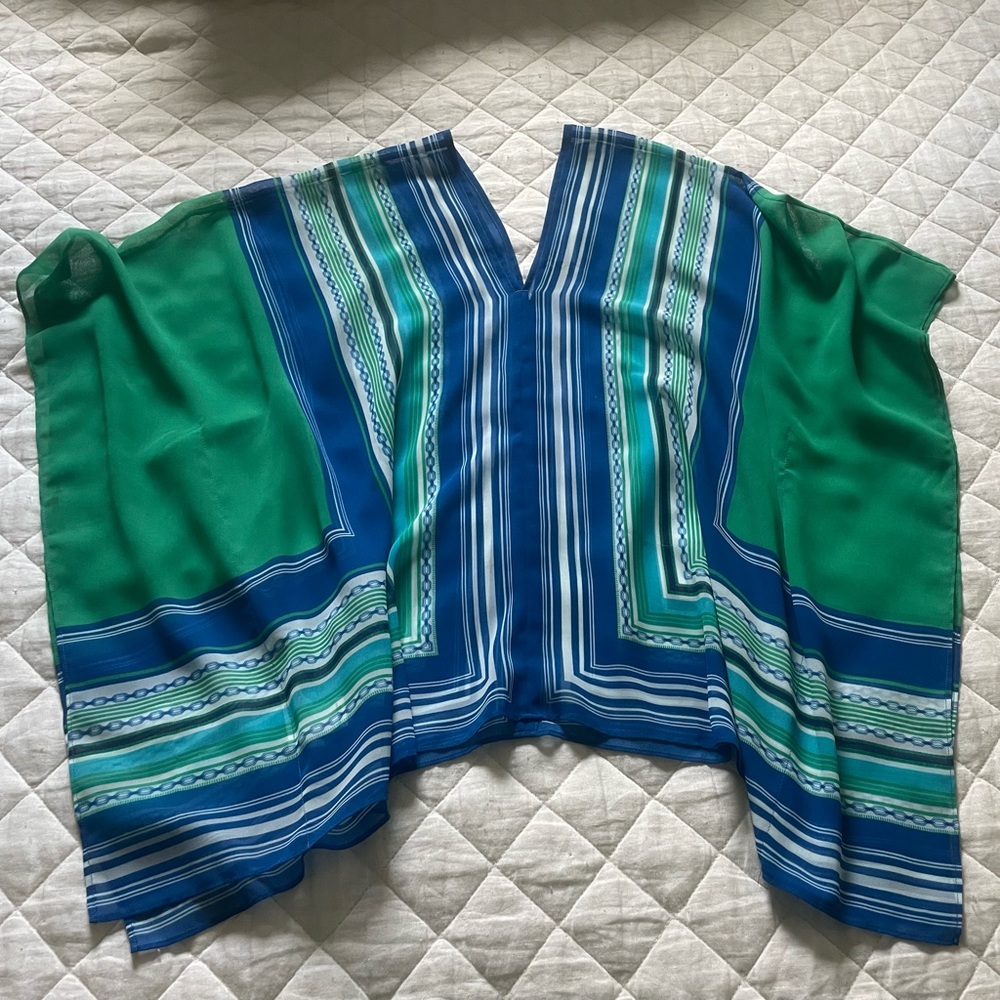 Ann Taylor size XS/S green royal blue drape top